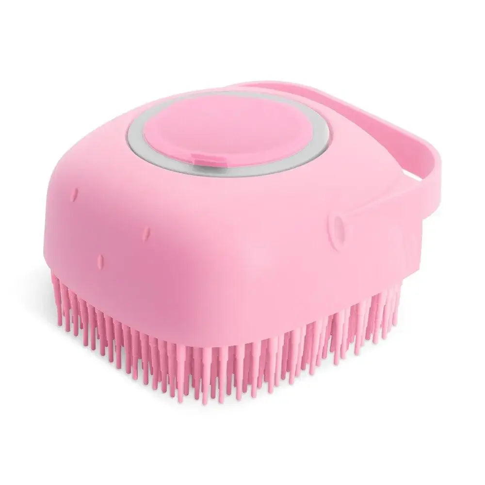 Pet Grooming Shampoo Brush 2.7 Oz (80 ml) - Soft Silicone Rubber Massage Comb for Short-Haired Dogs and Cats
