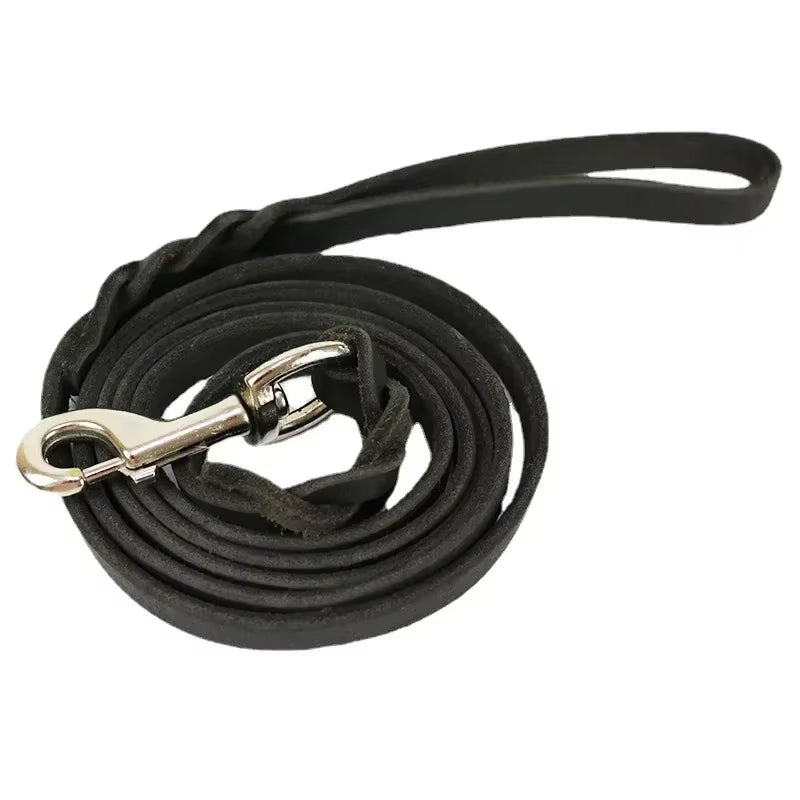 1.2-1.6M Genuine Leather Dogs Leash with Hook Pet Walking Training Brown Black Colors for Medium Large Pet Shepherd Greyhound