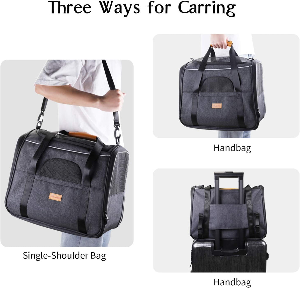 Premium Portable Cat Carrier Bag for Small Pets, Foldable Soft-Sided Transport Solution, Airline Approved with Shoulder Strap, Removable Mat, and Pet Bowl