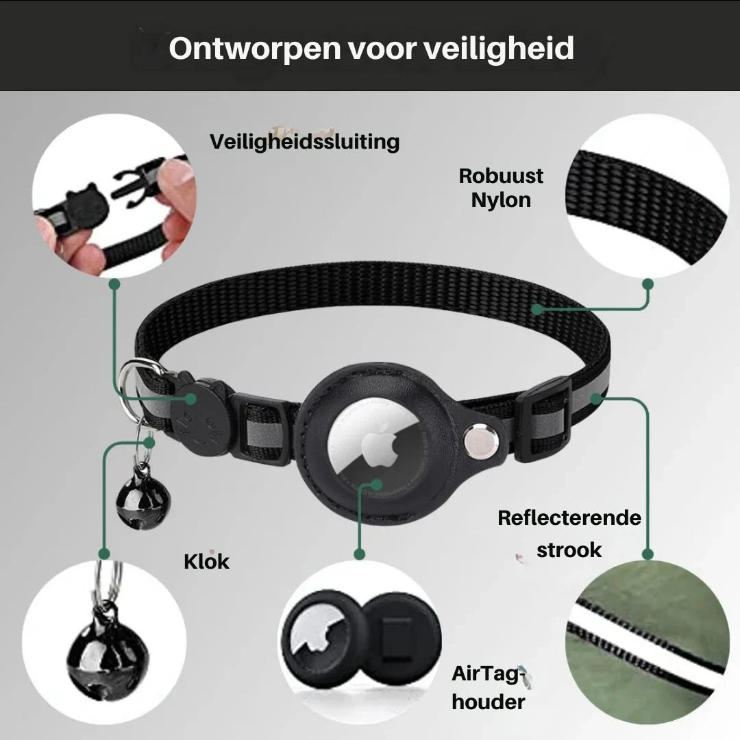 GPS Tracking Collar for Cats with Quick-Release Fastener and Enhanced Nighttime Visibility Design