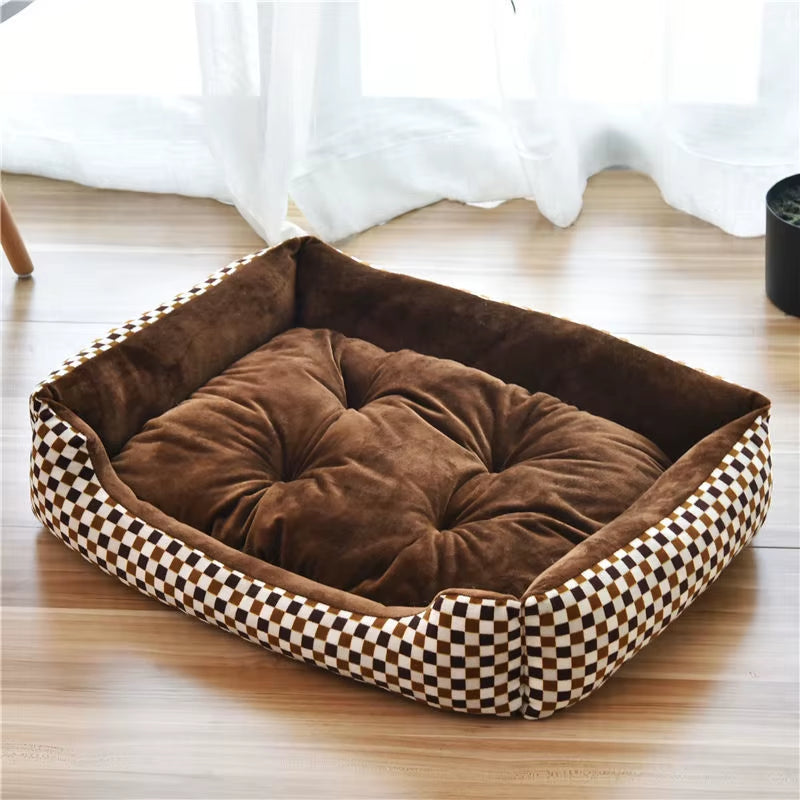 Classical Pet Mat Fashion Dog Kennel Bed House Breathable Cotton Soft Cat Nest Dog Warm Bed for Small Medium Dog