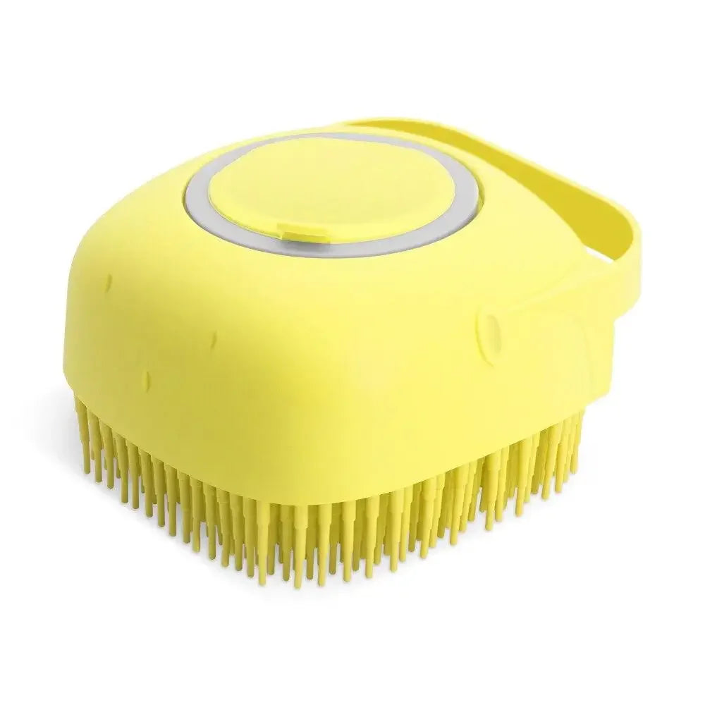Pet Grooming Shampoo Brush 2.7 Oz (80 ml) - Soft Silicone Rubber Massage Comb for Short-Haired Dogs and Cats