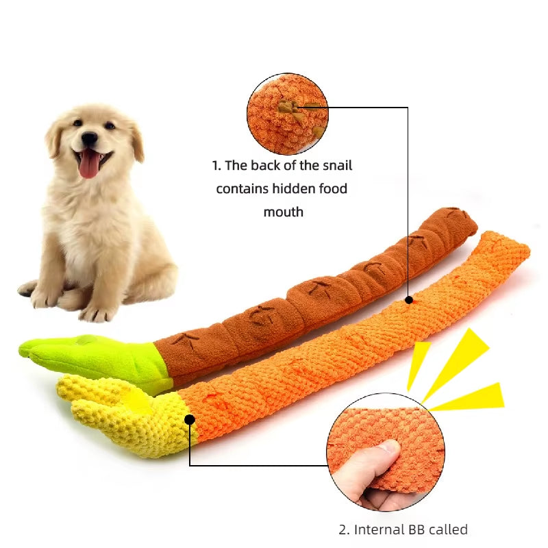 Snail Pet Plush Toy Dog Puzzle Feeder Toys Interactive Sniffing Dogs Toy for Grinding Teeth Food Olfactory Training Pet Supplies