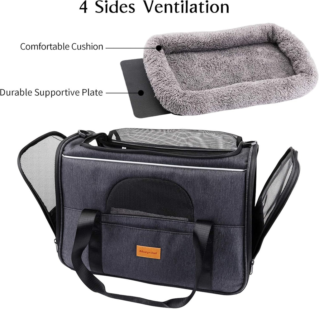 Premium Portable Cat Carrier Bag for Small Pets, Foldable Soft-Sided Transport Solution, Airline Approved with Shoulder Strap, Removable Mat, and Pet Bowl