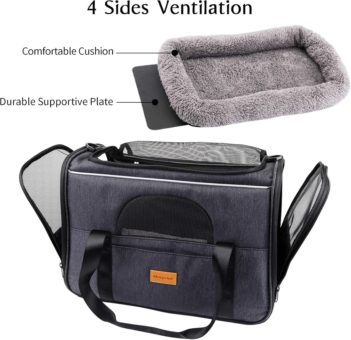 Premium Portable Cat Carrier Bag for Small Pets, Foldable Soft-Sided Transport Solution, Airline Approved with Shoulder Strap, Removable Mat, and Pet Bowl