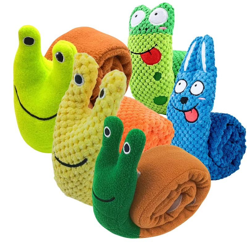 Snail Pet Plush Toy Dog Puzzle Feeder Toys Interactive Sniffing Dogs Toy for Grinding Teeth Food Olfactory Training Pet Supplies