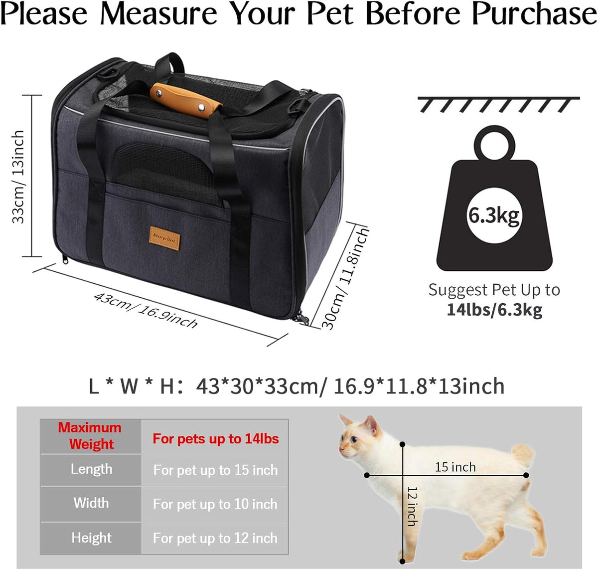Premium Portable Cat Carrier Bag for Small Pets, Foldable Soft-Sided Transport Solution, Airline Approved with Shoulder Strap, Removable Mat, and Pet Bowl