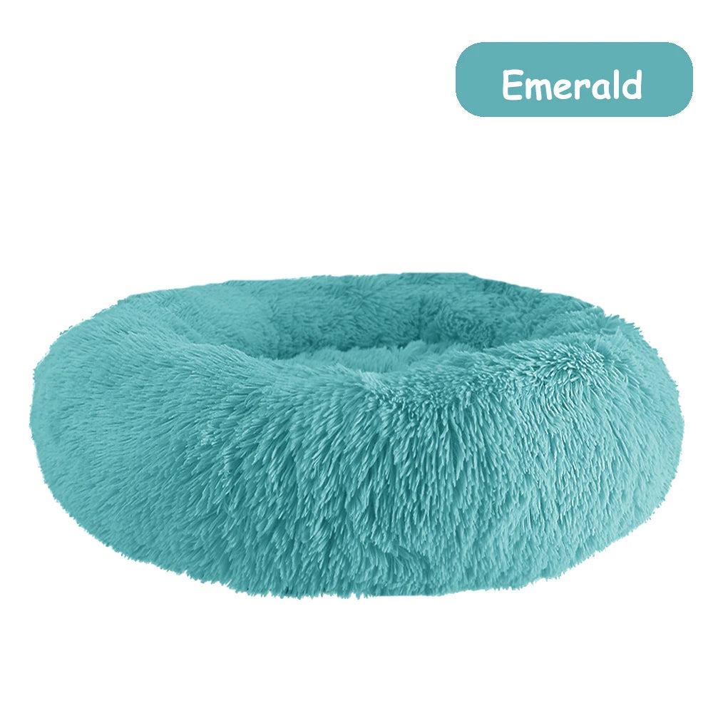 Donut Dog Bed Warm Soft Long Plush Pet Bed for Samll Large Dog House Cat Calming Beds Washable Winter Kennel Sofa Cushion Mat