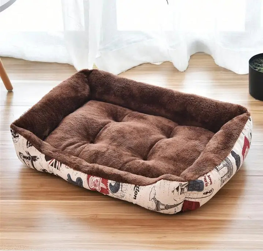Classical Pet Mat Fashion Dog Kennel Bed House Breathable Cotton Soft Cat Nest Dog Warm Bed for Small Medium Dog