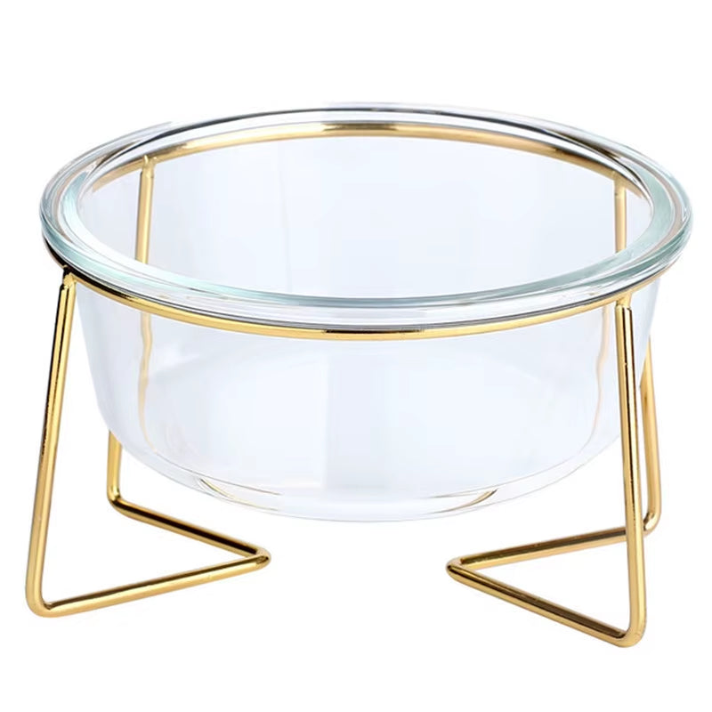 New Non-Slip Cat Bowls Glasses Single Bowls with Gold Stand Pet Food&Water Bowls for Cats Dogs Feeders Pet Products Cat Bowl