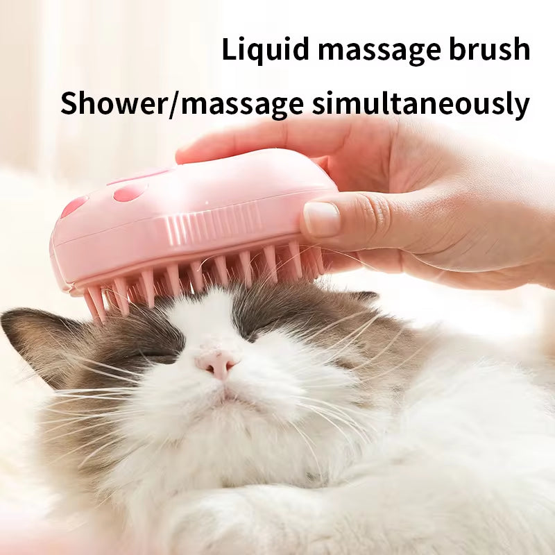 3-in-1 Electric Pet Grooming Brush with Steam, Spray, and Massage Functions for Cats and Dogs
