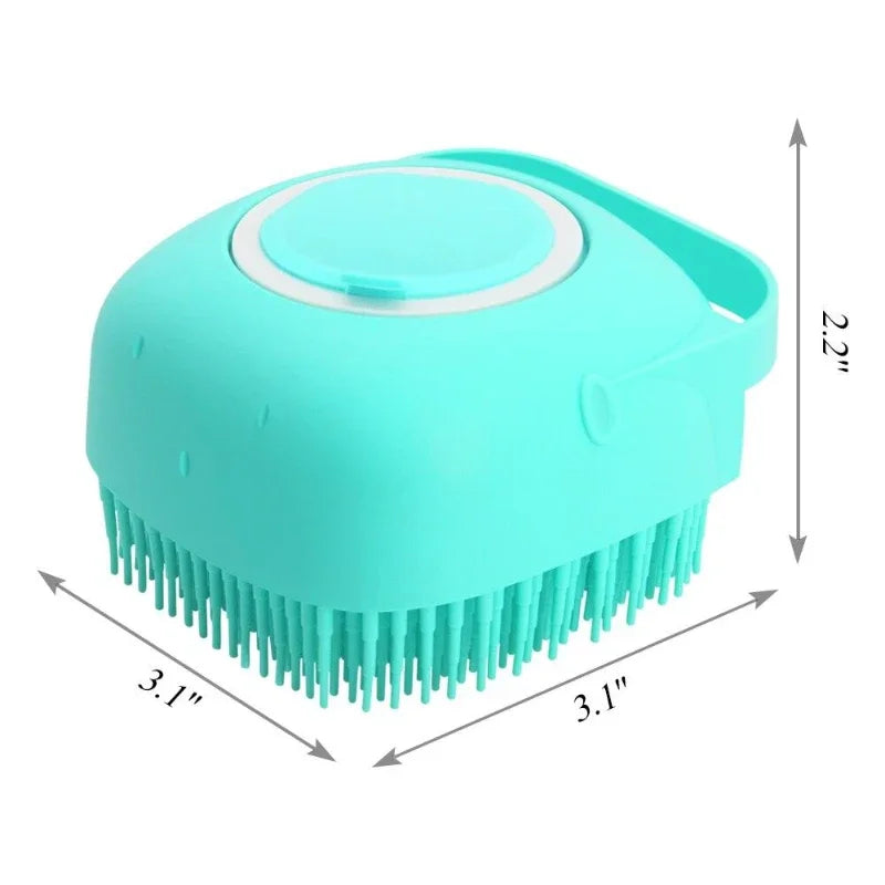 Pet Grooming Shampoo Brush 2.7 Oz (80 ml) - Soft Silicone Rubber Massage Comb for Short-Haired Dogs and Cats