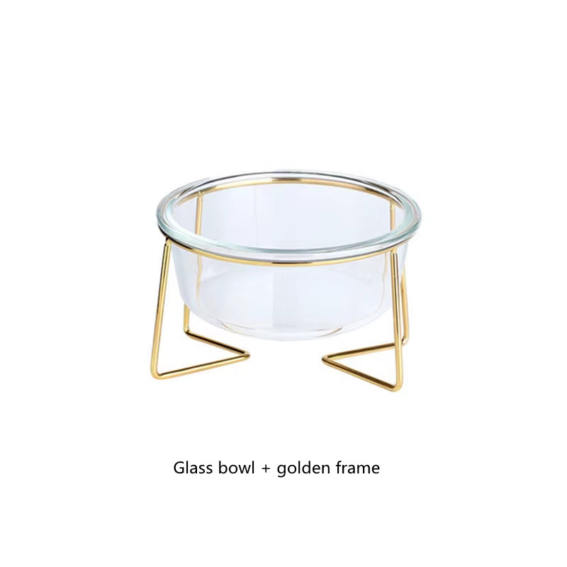 New Non-Slip Cat Bowls Glasses Single Bowls with Gold Stand Pet Food&Water Bowls for Cats Dogs Feeders Pet Products Cat Bowl