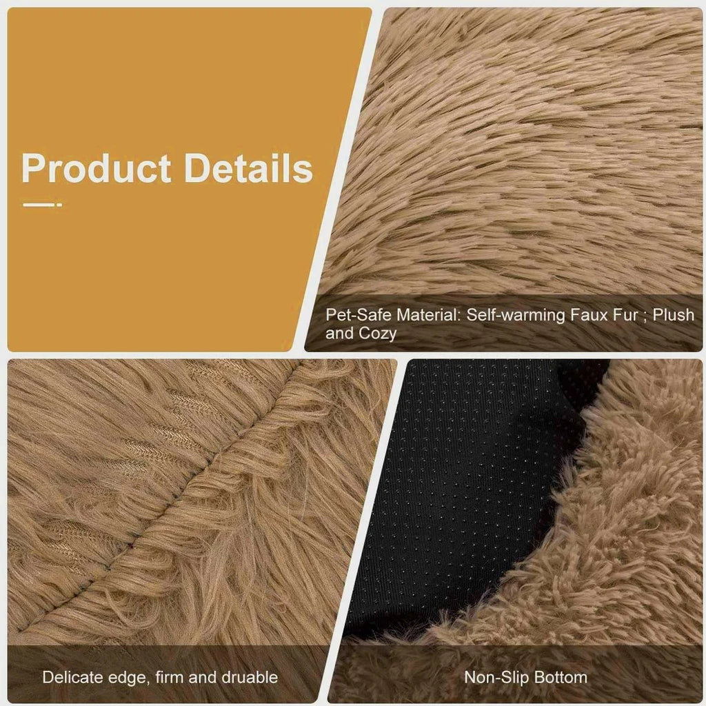 Donut Dog Bed Warm Soft Long Plush Pet Bed for Samll Large Dog House Cat Calming Beds Washable Winter Kennel Sofa Cushion Mat