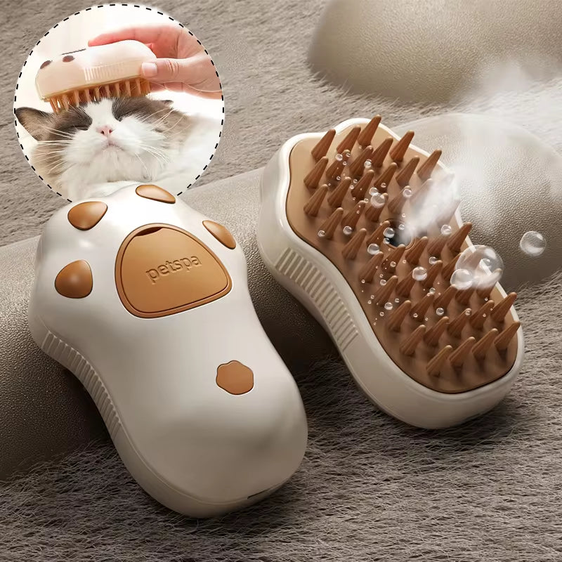 3-in-1 Electric Pet Grooming Brush with Steam, Spray, and Massage Functions for Cats and Dogs