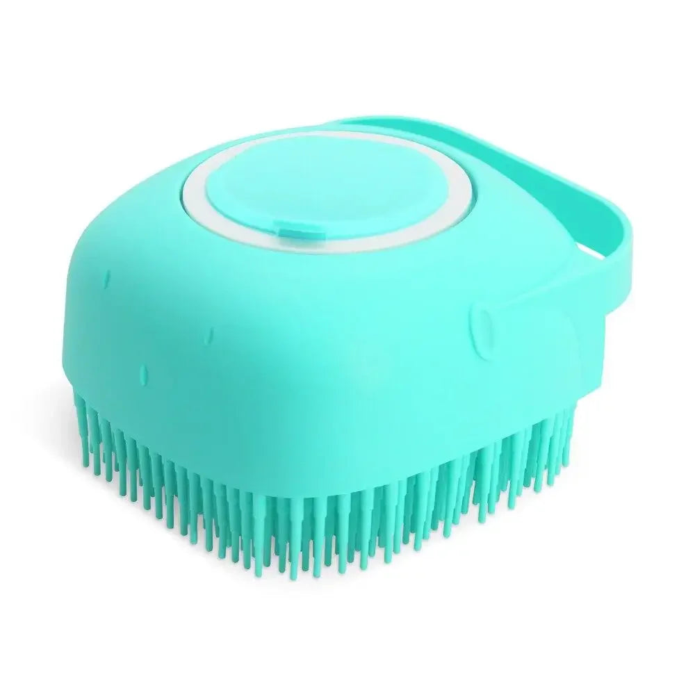 Pet Grooming Shampoo Brush 2.7 Oz (80 ml) - Soft Silicone Rubber Massage Comb for Short-Haired Dogs and Cats